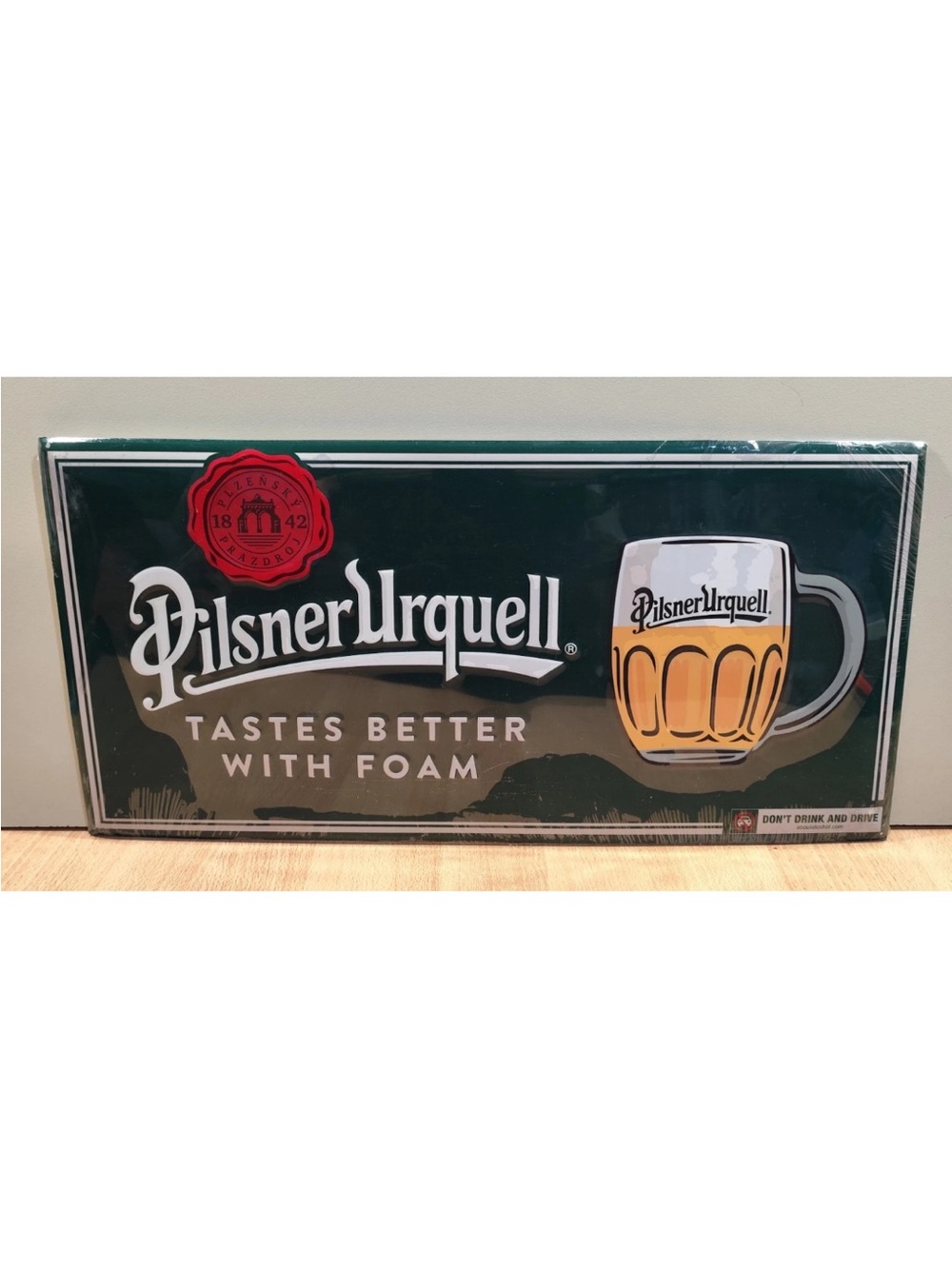 Pilsner Urquell Tin Sign - Dark Green & Cream Beer Logo